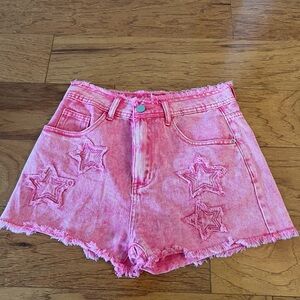 Pink Star-Embellished Women's Shorts